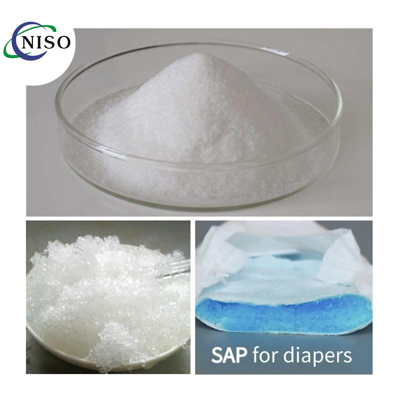 Super absorbent polymer SAP and its swollen state after liquid absorption in baby diaper