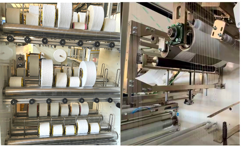 High elasticity spandex yarn operating on baby diaper machine for waistband and leg cuffs