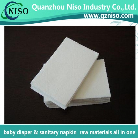 Soft absorbent paper for sanitary napkin raw materials