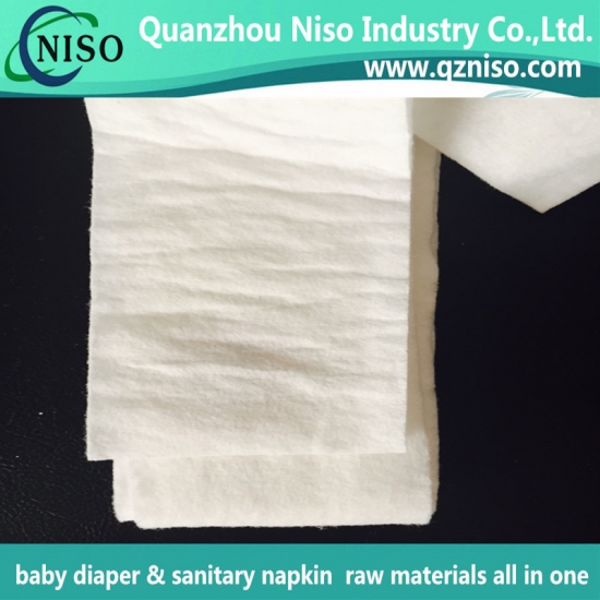 Woodpulp airlaid paper for ultra-thin sanitary pad